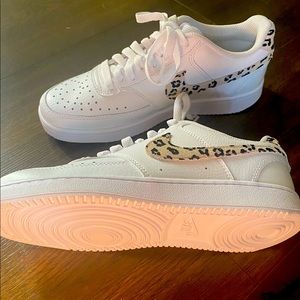Nike womens court vision sneaker. White/cheetah print. Excellent condition